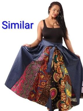 Maxi Patchwork Boho Skirt in Denim with Multicolor Panels